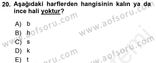 Osmanlı Türkçesi 1 Dersi 2017 - 2018 Yılı (Final) Dönem Sonu Sınav Soruları 20. Soru