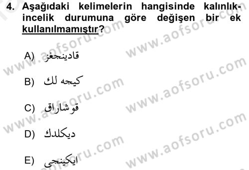 Osmanlı Türkçesi 1 Dersi 2017 - 2018 Yılı (Final) Dönem Sonu Sınav Soruları 4. Soru