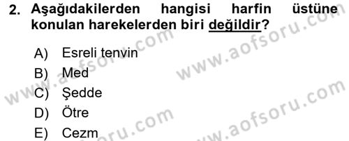 Osmanlı Türkçesi 1 Dersi 2018 - 2019 Yılı (Final) Dönem Sonu Sınav Soruları 2. Soru