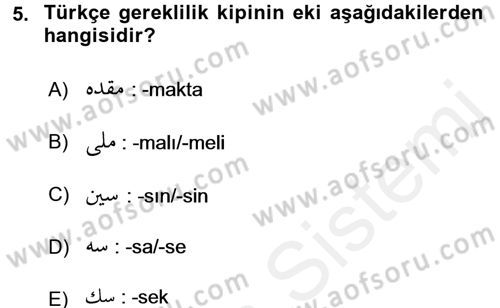 Osmanlı Türkçesi 1 Dersi 2018 - 2019 Yılı (Final) Dönem Sonu Sınav Soruları 5. Soru