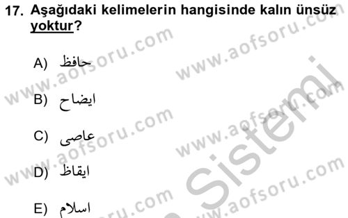 Osmanlı Türkçesi 1 Dersi 2018 - 2019 Yılı Yaz Okulu Sınav Soruları 17. Soru