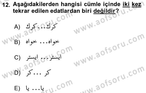 Osmanlı Türkçesi 1 Dersi 2019 - 2020 Yılı (Vize) Ara Sınavı 12. Soru