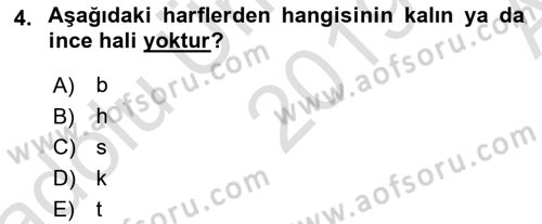 Osmanlı Türkçesi 1 Dersi 2019 - 2020 Yılı (Vize) Ara Sınavı 4. Soru