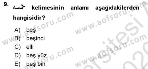 Osmanlı Türkçesi 1 Dersi 2019 - 2020 Yılı (Final) Dönem Sonu Sınav Soruları 9. Soru