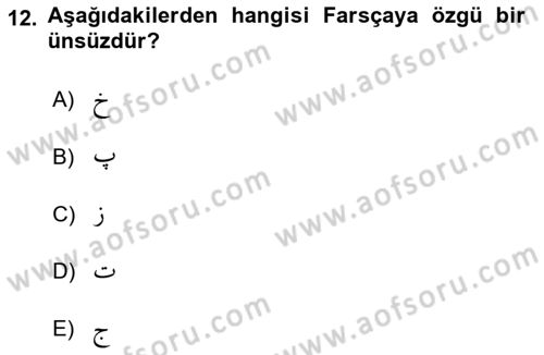 Osmanlı Türkçesi 1 Dersi 2020 - 2021 Yılı Yaz Okulu Sınav Soruları 12. Soru
