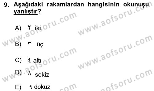 Osmanlı Türkçesi 1 Dersi 2020 - 2021 Yılı Yaz Okulu Sınav Soruları 9. Soru