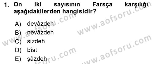 Osmanlı Türkçesi 1 Dersi 2021 - 2022 Yılı Yaz Okulu Sınav Soruları 1. Soru