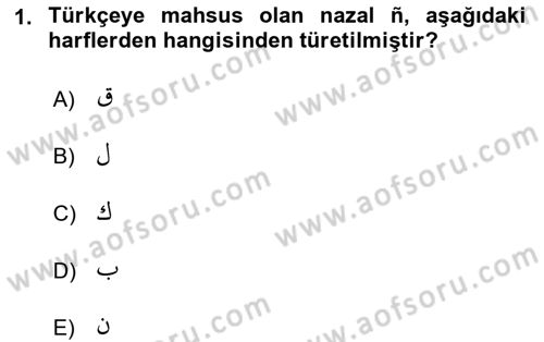 Osmanlı Türkçesi 1 Dersi 2022 - 2023 Yılı (Final) Dönem Sonu Sınavı 1. Soru