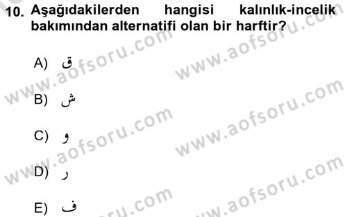 Osmanlı Türkçesi 1 Dersi 2022 - 2023 Yılı Yaz Okulu Sınav Soruları 10. Soru