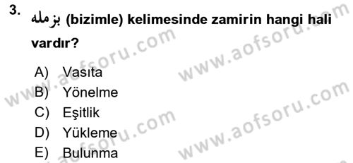 Osmanlı Türkçesi 1 Dersi 2022 - 2023 Yılı Yaz Okulu Sınav Soruları 3. Soru