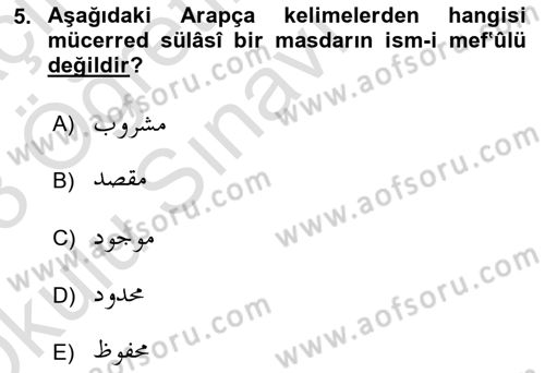 Osmanlı Türkçesi 1 Dersi 2022 - 2023 Yılı Yaz Okulu Sınav Soruları 5. Soru