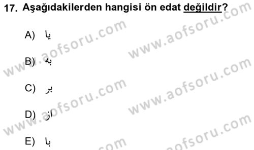 Osmanlı Türkçesi 1 Dersi 2023 - 2024 Yılı (Vize) Ara Sınav Soruları 17. Soru