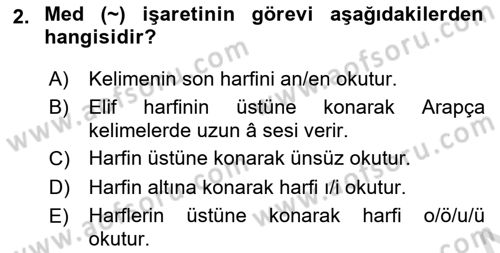 Osmanlı Türkçesi 1 Dersi 2023 - 2024 Yılı (Vize) Ara Sınav Soruları 2. Soru