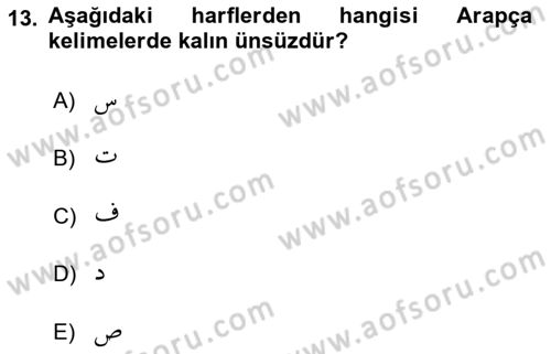 Osmanlı Türkçesi 1 Dersi 2023 - 2024 Yılı (Final) Dönem Sonu Sınav Soruları 13. Soru