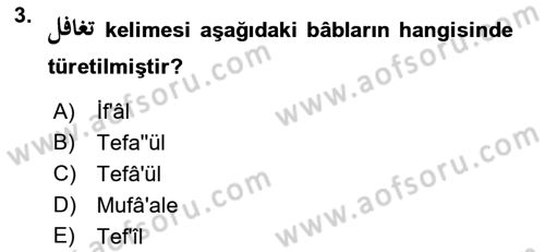 Osmanlı Türkçesi 1 Dersi 2023 - 2024 Yılı (Final) Dönem Sonu Sınav Soruları 3. Soru