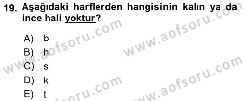 Osmanlı Türkçesi 1 Dersi 2023 - 2024 Yılı Yaz Okulu Sınavı 19. Soru