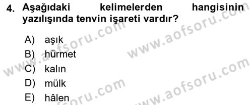 Osmanlı Türkçesi 1 Dersi 2023 - 2024 Yılı Yaz Okulu Sınavı 4. Soru