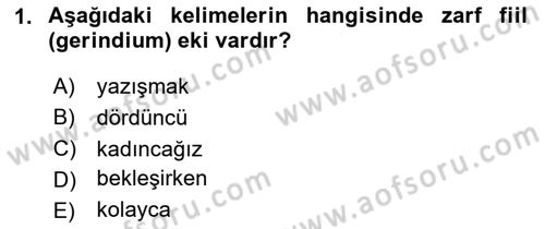 Osmanlı Türkçesi 1 Dersi 2024 - 2025 Yılı (Vize) Ara Sınav Soruları 1. Soru