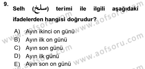 Osmanlı Türkçesi 1 Dersi 2024 - 2025 Yılı (Final) Dönem Sonu Sınav Soruları 9. Soru