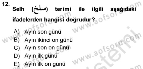 Osmanlı Türkçesi 1 Dersi 2024 - 2025 Yılı Yaz Okulu Sınav Soruları 12. Soru