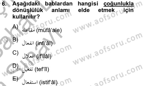 Osmanlı Türkçesi 2 Dersi 2012 - 2013 Yılı (Vize) Ara Sınavı 6. Soru