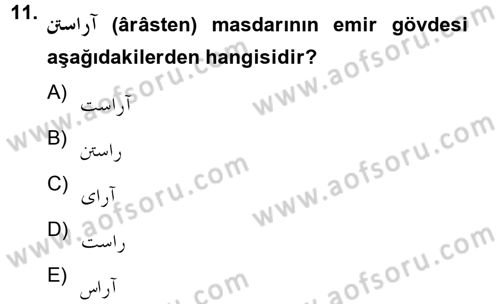 Osmanlı Türkçesi 2 Dersi 2012 - 2013 Yılı (Final) Dönem Sonu Sınav Soruları 11. Soru