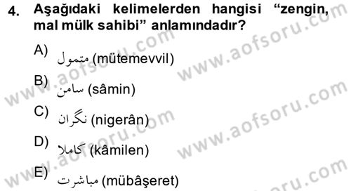 Osmanlı Türkçesi 2 Dersi 2012 - 2013 Yılı (Final) Dönem Sonu Sınav Soruları 4. Soru