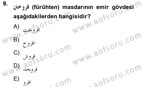 Osmanlı Türkçesi 2 Dersi 2012 - 2013 Yılı (Final) Dönem Sonu Sınav Soruları 9. Soru