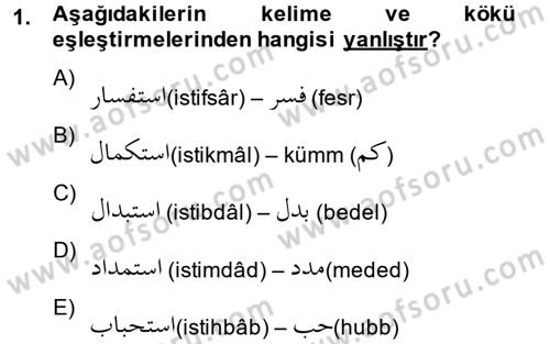 Osmanlı Türkçesi 2 Dersi 2013 - 2014 Yılı (Vize) Ara Sınav Soruları 1. Soru