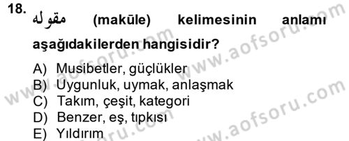 Osmanlı Türkçesi 2 Dersi 2013 - 2014 Yılı (Vize) Ara Sınav Soruları 18. Soru
