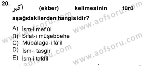 Osmanlı Türkçesi 2 Dersi 2013 - 2014 Yılı (Vize) Ara Sınav Soruları 20. Soru