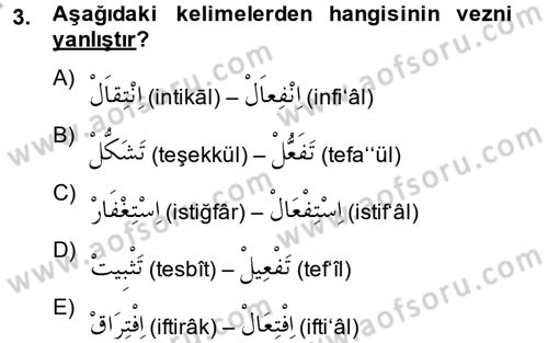 Osmanlı Türkçesi 2 Dersi 2013 - 2014 Yılı (Vize) Ara Sınav Soruları 3. Soru