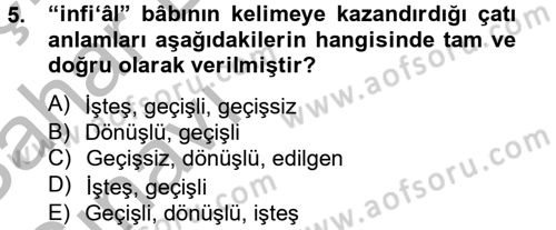Osmanlı Türkçesi 2 Dersi 2013 - 2014 Yılı (Vize) Ara Sınav Soruları 5. Soru
