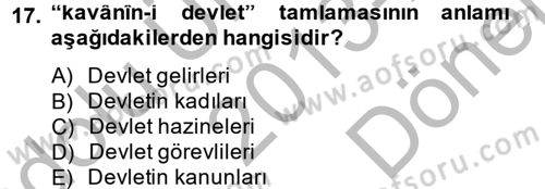 Osmanlı Türkçesi 2 Dersi 2013 - 2014 Yılı (Final) Dönem Sonu Sınav Soruları 17. Soru