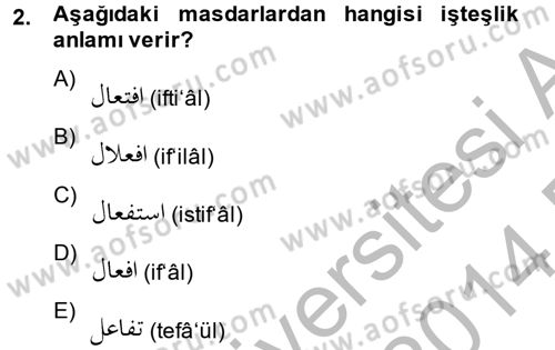 Osmanlı Türkçesi 2 Dersi 2013 - 2014 Yılı (Final) Dönem Sonu Sınav Soruları 2. Soru