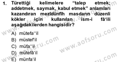 Osmanlı Türkçesi 2 Dersi 2014 - 2015 Yılı (Vize) Ara Sınav Soruları 1. Soru