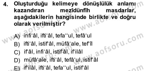 Osmanlı Türkçesi 2 Dersi 2014 - 2015 Yılı (Vize) Ara Sınav Soruları 4. Soru