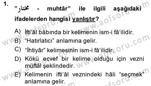 Osmanlı Türkçesi 2 Dersi 2014 - 2015 Yılı (Final) Dönem Sonu Sınav Soruları 1. Soru