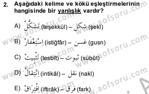 Osmanlı Türkçesi 2 Dersi 2014 - 2015 Yılı (Final) Dönem Sonu Sınav Soruları 2. Soru