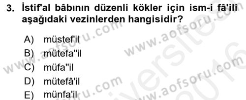 Osmanlı Türkçesi 2 Dersi 2015 - 2016 Yılı (Vize) Ara Sınav Soruları 3. Soru