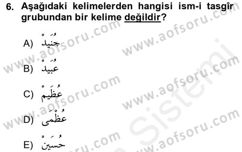 Osmanlı Türkçesi 2 Dersi 2015 - 2016 Yılı (Vize) Ara Sınav Soruları 6. Soru