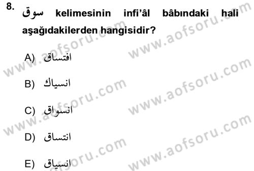 Osmanlı Türkçesi 2 Dersi 2015 - 2016 Yılı (Vize) Ara Sınav Soruları 8. Soru