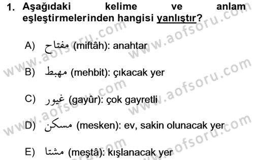 Osmanlı Türkçesi 2 Dersi 2016 - 2017 Yılı (Vize) Ara Sınav Soruları 1. Soru