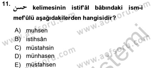 Osmanlı Türkçesi 2 Dersi 2016 - 2017 Yılı (Vize) Ara Sınav Soruları 11. Soru