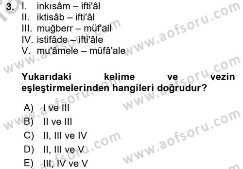 Osmanlı Türkçesi 2 Dersi 2016 - 2017 Yılı (Vize) Ara Sınav Soruları 3. Soru