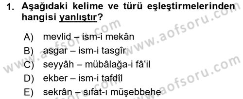 Osmanlı Türkçesi 2 Dersi 2017 - 2018 Yılı (Vize) Ara Sınav Soruları 1. Soru