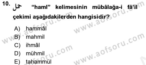 Osmanlı Türkçesi 2 Dersi 2017 - 2018 Yılı (Vize) Ara Sınav Soruları 10. Soru