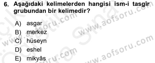 Osmanlı Türkçesi 2 Dersi 2017 - 2018 Yılı (Vize) Ara Sınav Soruları 6. Soru