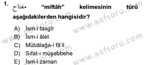 Osmanlı Türkçesi 2 Dersi 2017 - 2018 Yılı (Final) Dönem Sonu Sınav Soruları 1. Soru