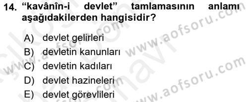 Osmanlı Türkçesi 2 Dersi 2017 - 2018 Yılı (Final) Dönem Sonu Sınav Soruları 14. Soru